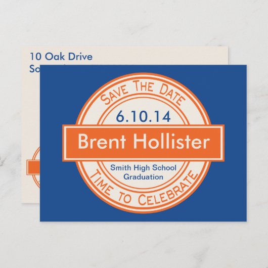 stijlteken Opslaan Afstuderen Datum Aankondigingskaart (Voorkant / Achterkant)