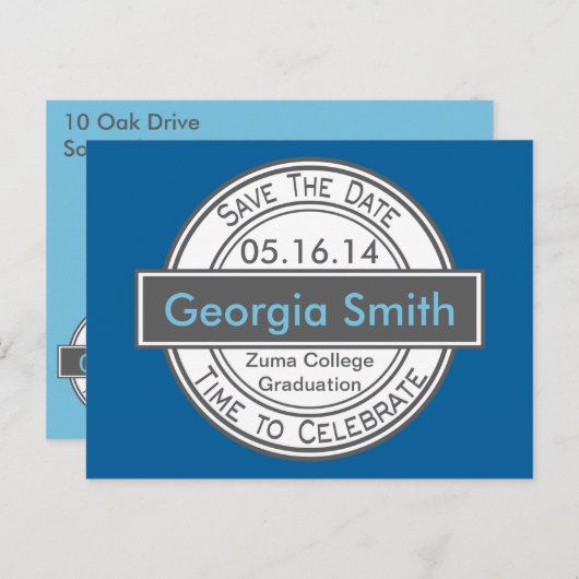 stijlteken Opslaan Afstuderen Datum Aankondigingskaart (Voorkant / Achterkant)