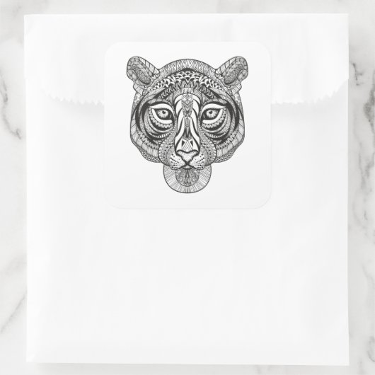 Stijltijger Vierkante Sticker (Tas)