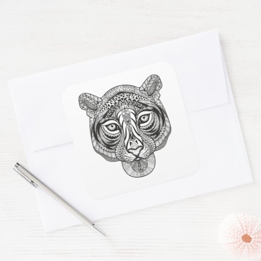 Stijltijger Vierkante Sticker (Envelop)