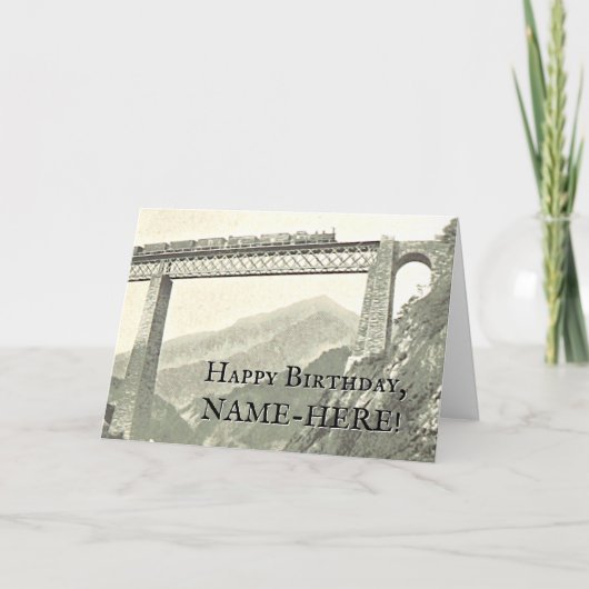  stijltrein op een spoorbrug kaart (Voorkant)