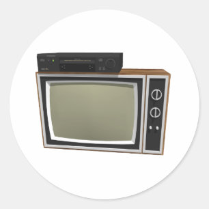 Stijltv en videorecorder van 80-inch: 3D-model Ronde Sticker