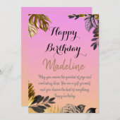  stijlverjaardagskaart roze gradiënt kaart (Voorkant / Achterkant)