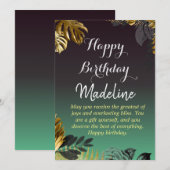 stijlverjaardagskaart zwarte groene gradiënt kaart (Voorkant / Achterkant)