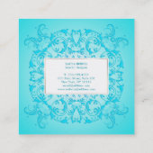 Stijlverlooptextuur met barokvormige stijl turquoi vierkante visitekaartje (Achterkant)