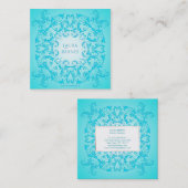 Stijlverlooptextuur met barokvormige stijl turquoi vierkante visitekaartje (Voorkant / Achterkant)