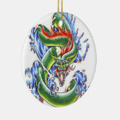 Stijlversiering van het tattoo Cool Green Water Dr Keramisch Ornament (Rechts)