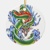 Stijlversiering van het tattoo Cool Green Water Dr Keramisch Ornament (Voorkant)