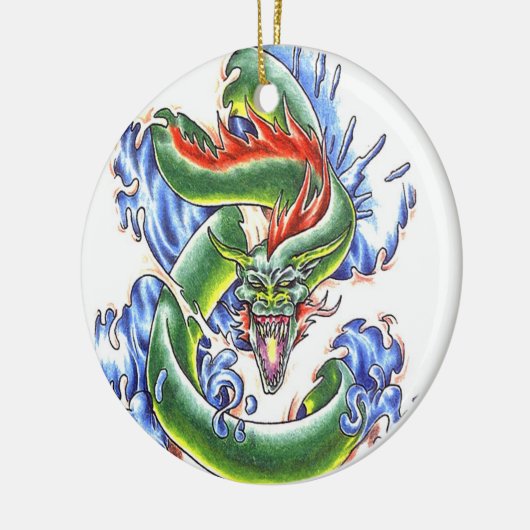 Stijlversiering van het tattoo Cool Green Water Dr Keramisch Ornament (Links)