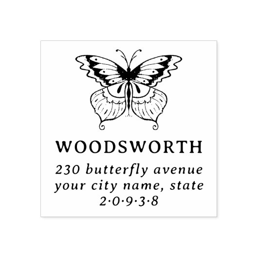  Stijlvlinder Klassiek retouradres Rubberstempel (Afrduk)
