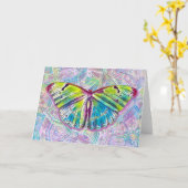 stijlvlinder op kleurrijke patroonkunst kaart (Gele Bloem)