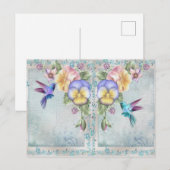 stijlvogels en paarse bloemen briefkaart (Voorkant / Achterkant)