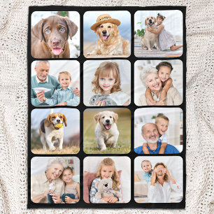 Stijlvol 12-foto Collage, speciaal gepersonaliseer Fleece Deken