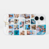 Stijlvol 18 foto collage script monogram naam iPhone 16 hoesje (Achterkant horizontaal)
