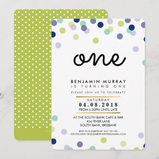 STIJLVOL 1E verjaardagsfeest UITNODIGEN heldere jo Kaart (Voorkant / Achterkant)