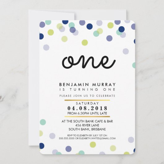 STIJLVOL 1E verjaardagsfeest UITNODIGEN heldere jo Kaart (Voorkant)