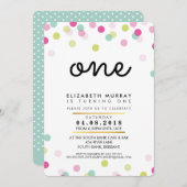 STIJLVOL 1E verjaardagsfeestje UITNODIGEN roze min Kaart (Voorkant / Achterkant)