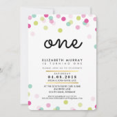 STIJLVOL 1E verjaardagsfeestje UITNODIGEN roze min Kaart (Voorkant)