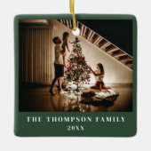 Stijlvol 2023 Family Photo Minimalist Groen Modern Keramisch Ornament (Voorkant)