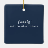 Stijlvol 2023 Family Photo Minimalist Marineblauw Keramisch Ornament (Achterkant)