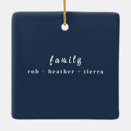 Stijlvol 2023 Family Photo Minimalist Marineblauw Keramisch Ornament (Achterkant)