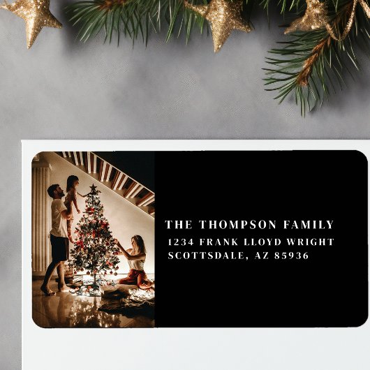 Stijlvol 2023 Family Photo Minimalist Modern Zwart Etiket