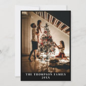 Stijlvol 2023 Family Photo Minimalist Modern Zwart Feestdagenkaart (Voorkant)