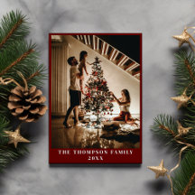 Stijlvol 2024 Family Photo Minimalist Donkerrood