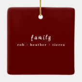 Stijlvol 2024 Family Photo Minimalist Donkerrood Keramisch Ornament (Achterkant)