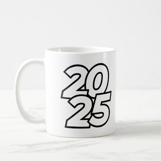 Stijlvol 2025 Nieuwjaarsfeest Ontwerp met Mode Koffiemok (Links)