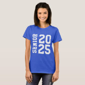 Stijlvol 2025 Senior Bold School Logo Blauw T-shirt (Voorkant volledig)