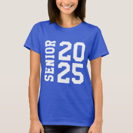 Stijlvol 2025 Senior Bold School Logo Blauw T-shirt