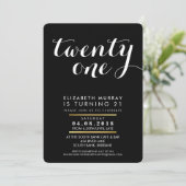 STIJLVOL 21e verjaardagsfeest INVITE goud wit type Kaart (Staand voorkant)