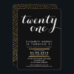 STIJLVOL 21e verjaardagsfeest INVITE goud wit type Kaart<br><div class="desc">*** OPMERKING - HET GLANZENDE GOUDEN FOLIE EFFECT IS EEN GEDRUKT AFBEELDING *** Een trendy uitnodigingsontwerp voor uw VERJAARDAG voor elke leeftijd - neem contact met mij op om het glittertype voor u te veranderen! Instellen als een sjabloon is het eenvoudig voor u om uw eigen gegevens toe te voegen,...</div>