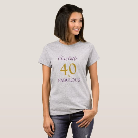 Stijlvol 40 en Fabulous 40th Birthday T-shirt (Voorkant volledig)