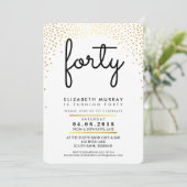 STIJLVOL 40E verjaardagsfeest UITNODIGEN gouden co Kaart (Staand voorkant)