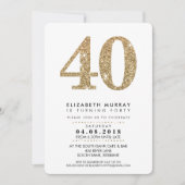 STIJLVOL 40E verjaardagsfeest UITNODIGEN gouden gl Kaart (Voorkant)