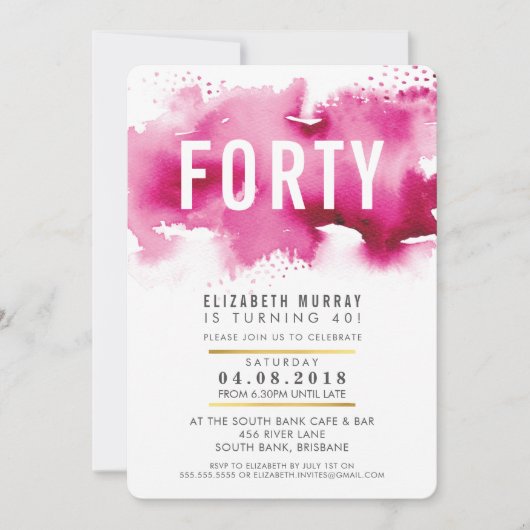 STIJLVOL 40E verjaardagsfeestje UITNODIGEN waterve Kaart (Voorkant)