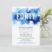 STIJLVOL 40E verjaardagsfeestje UITNODIGEN waterve Kaart (Staand voorkant)