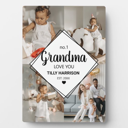 Stijlvol 4 fotocollage | Nr. 1 Grandma Plaque Fotoplaat (voorkant)