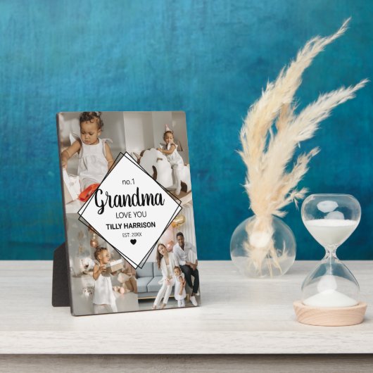 Stijlvol 4 fotocollage | Nr. 1 Grandma Plaque Fotoplaat (Zijkant)