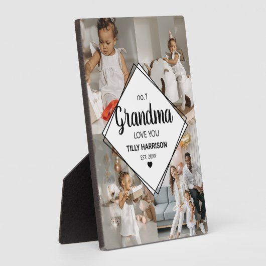 Stijlvol 4 fotocollage | Nr. 1 Grandma Plaque Fotoplaat (Zijkant)