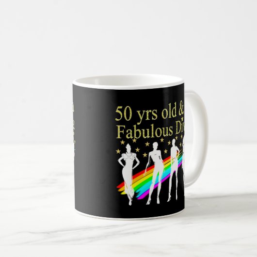 STIJLVOL 50 EN FANTASTISCH 50E VERJAARDAG ONTWERP KOFFIEMOK (Voorkant rechts)