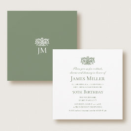 Stijlvol 50-jarig jubileumfeest Elegant Groen Sier Kaart