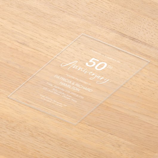 Stijlvol 50e bruiloft Jubileum Acryl Uitnodigingen (Laagn)