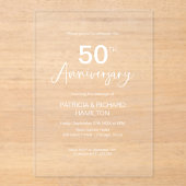 Stijlvol 50e bruiloft Jubileum Acryl Uitnodigingen (Voorkant)