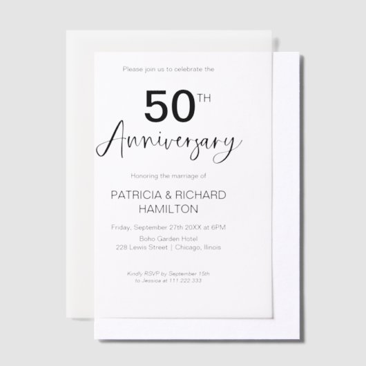 Stijlvol 50e bruiloft Jubileum Vellum Uitnodigingen (Offset)