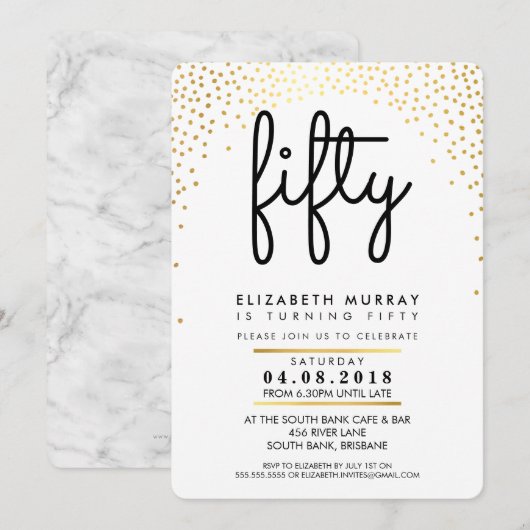 STIJLVOL 50E verjaardagsfeest UITNODIGEN gouden co Kaart (Voorkant / Achterkant)