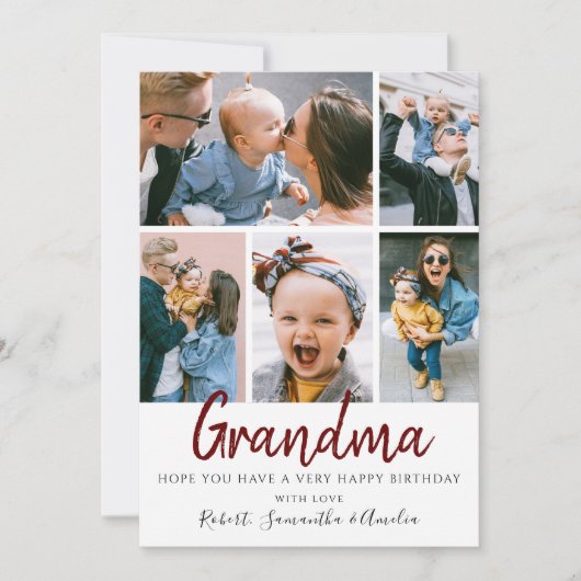 Stijlvol 5 Foto Birthday Kaart (Voorkant)