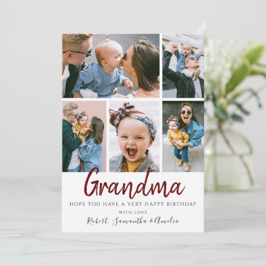 Stijlvol 5 Foto Birthday Kaart (Staand voorkant)